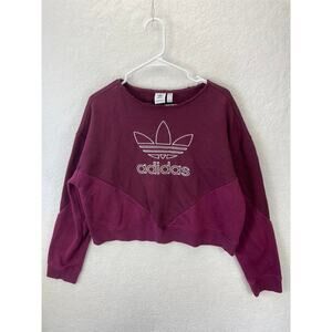 ADIDAS‎ Women’s Sweatshirt Maroon Cropped Trefoil Size Medium